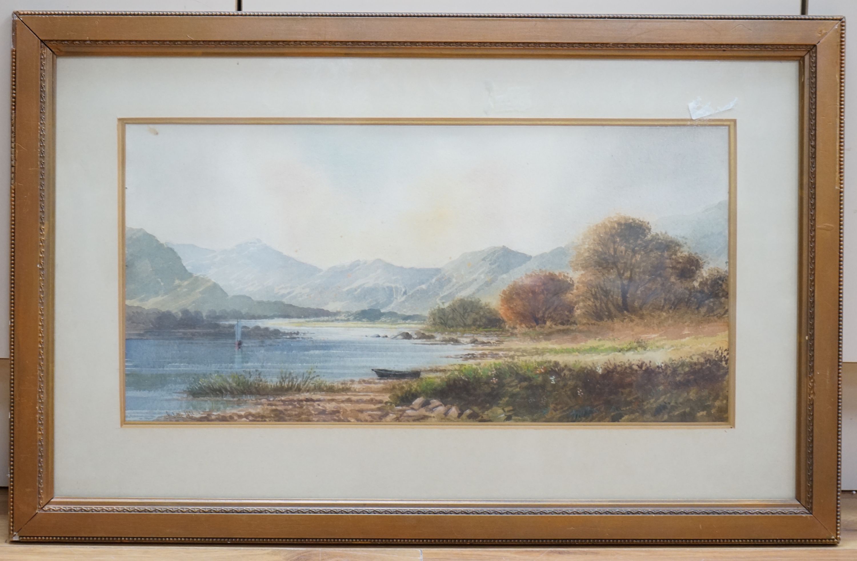 George Earl (1824-1908), watercolour, 'Near Windermere', signed and dated 1886, 26 x 53cm